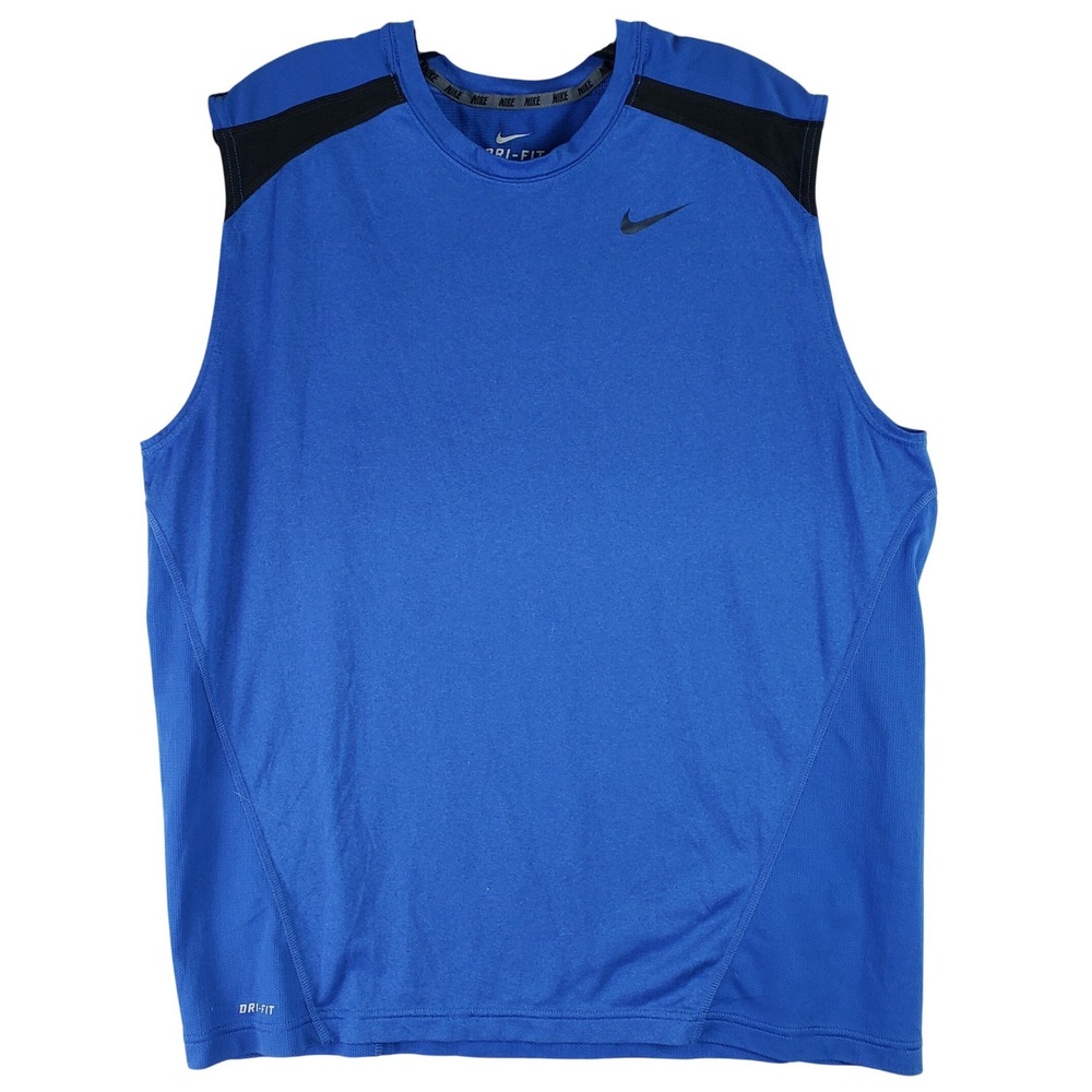 Nike Dri-FIT Muscle Tank Mens XL Blue Sleeveless Running Training Athletic Sport